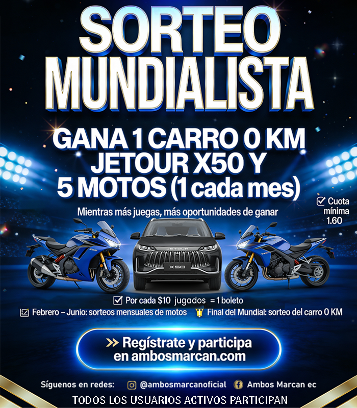 🏆 ¡El Sorteo Mundialista ya empezó! Tu jugada puede llevarte un carro 0 KM 🚗🔥