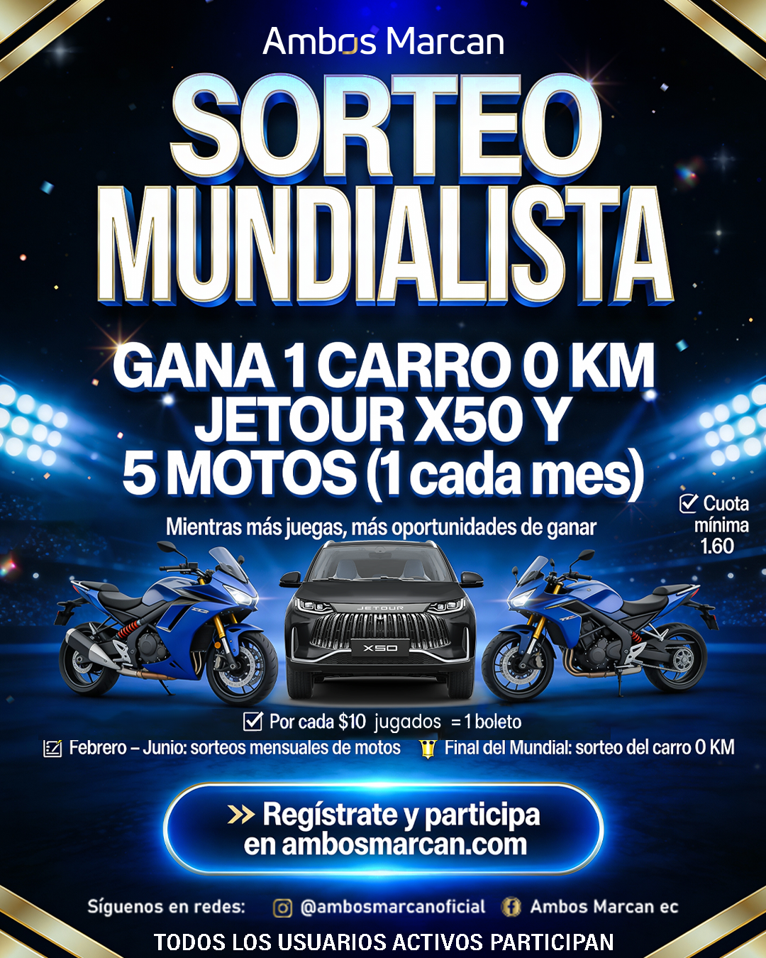 🏆 ¡El Sorteo Mundialista ya empezó! Tu jugada puede llevarte un carro 0 KM 🚗🔥