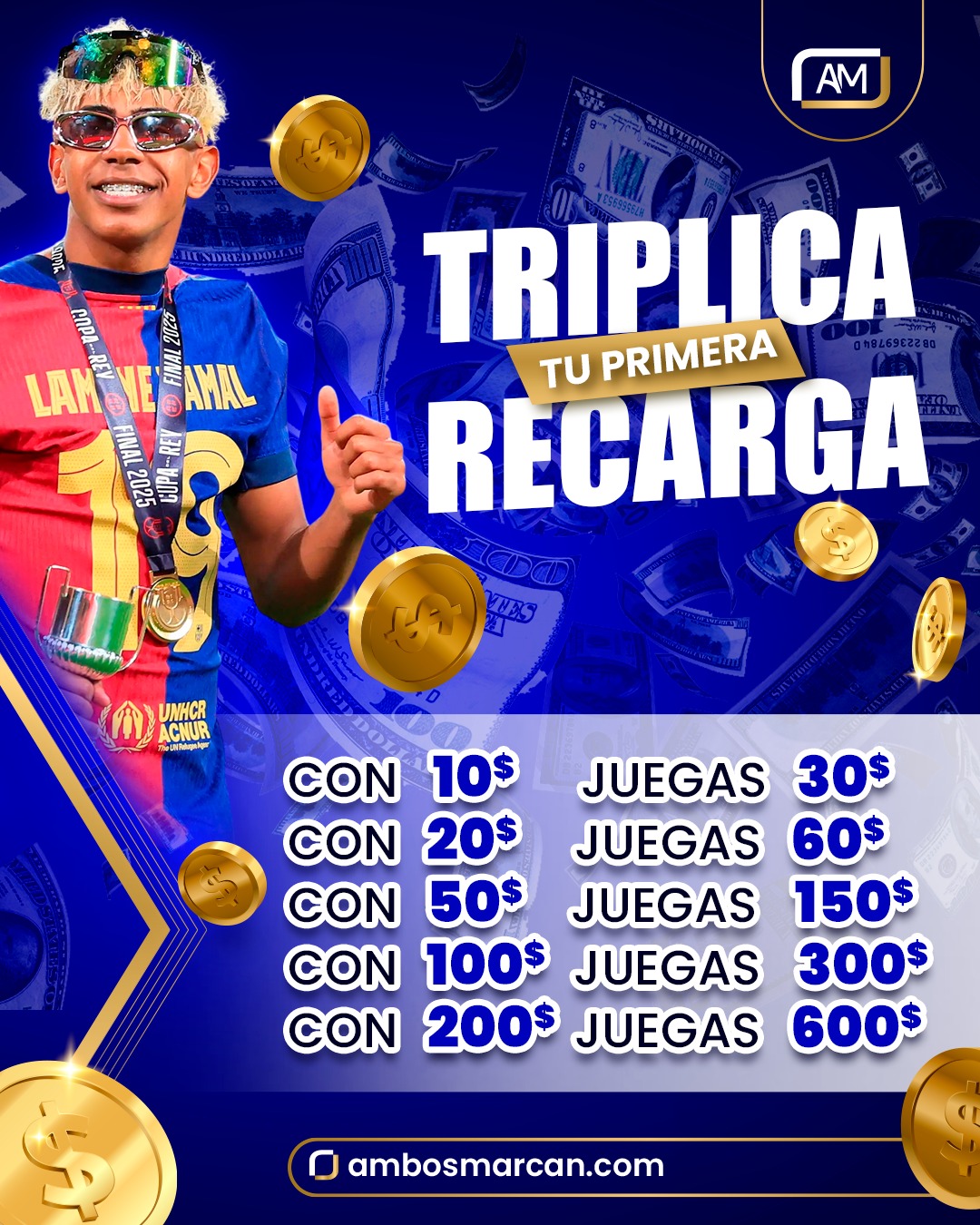 BONO PRIMERA RECARGA 300% MÁS ! TRIPLICA TU PRIMERA RECARGA ( VÁLIDO PARA USUARIOS NUEVOS )